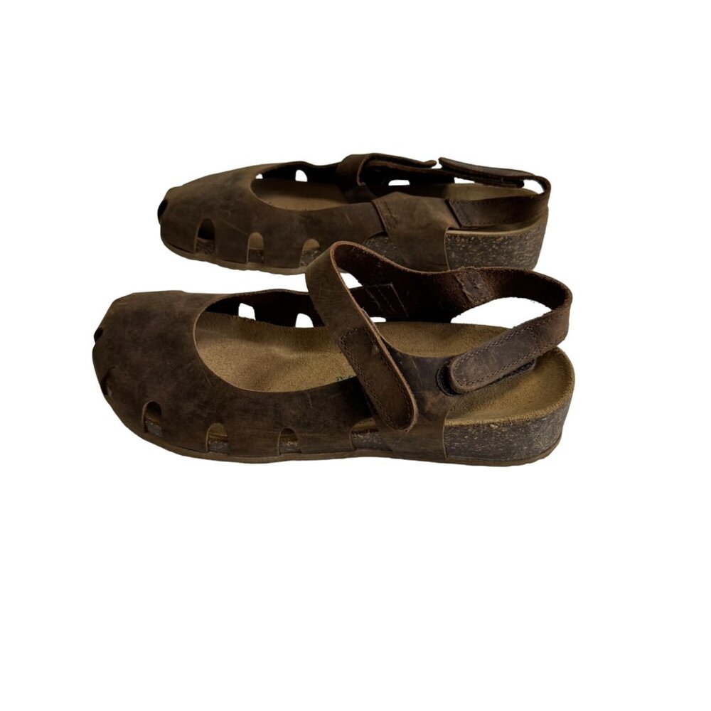BioNatura Crazy Horse Brown Leather Clog Womens Size 9 1/2